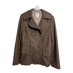Tulle Anthropologie Coat Womens Medium Brown 60% Wool 4 Button Jacket
